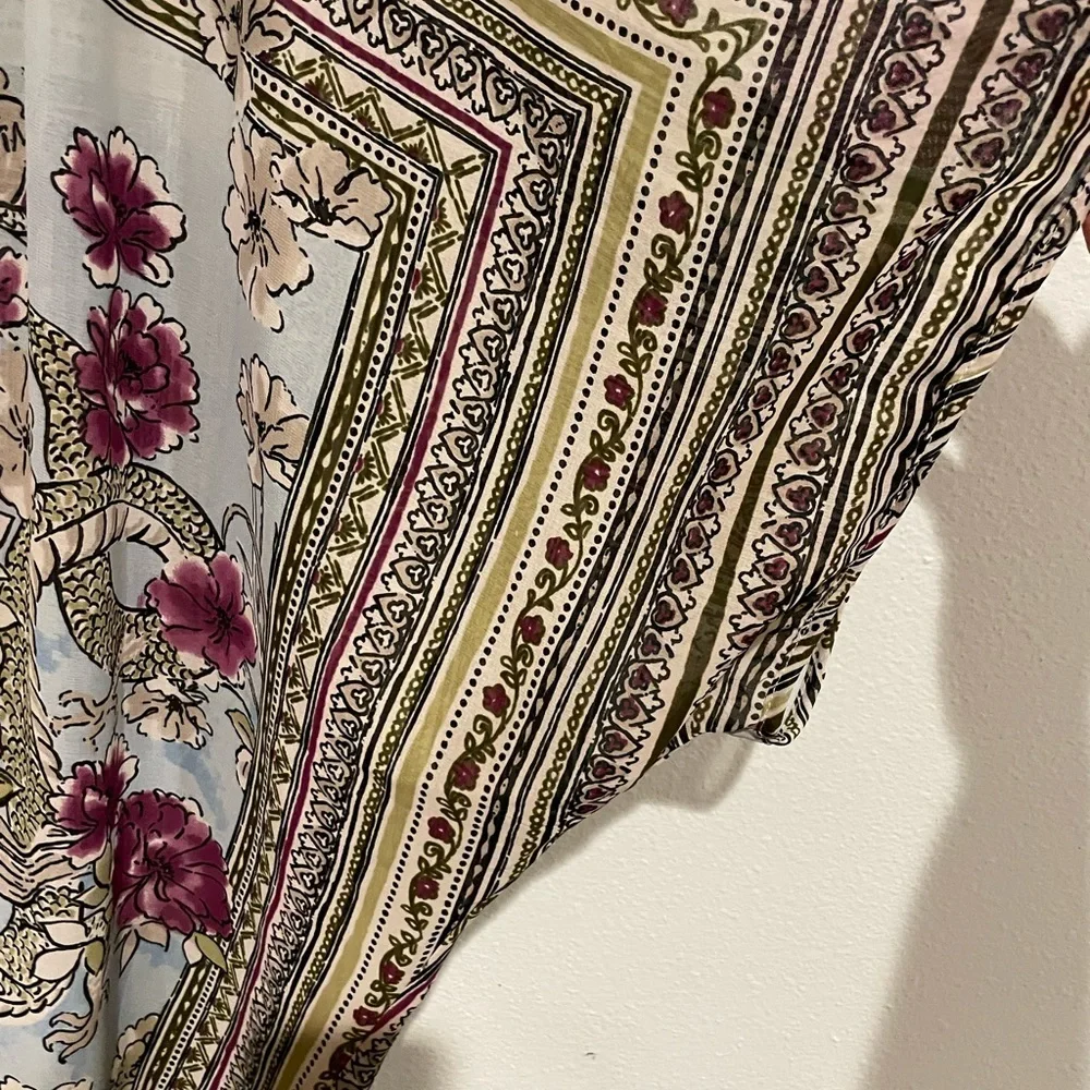 Women’s sheer Kimono or swimsuit cover with dragon print design.  2X - Picture 3 of 5